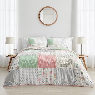 Sweet Jojo Designs Coral and Mint Woodsy Collection 3-piece Full/Queen Comforter Set