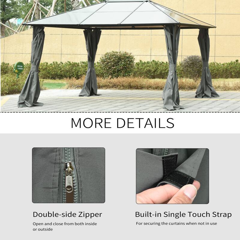 Outsunny 9.84' x 11.8' Gazebo Sidewall Set with Hooks/C-Rings
