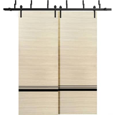Barn Bypass Doors 36 x 80 Planum 0012 Natural Veneer with Sturdy 6.6ft
