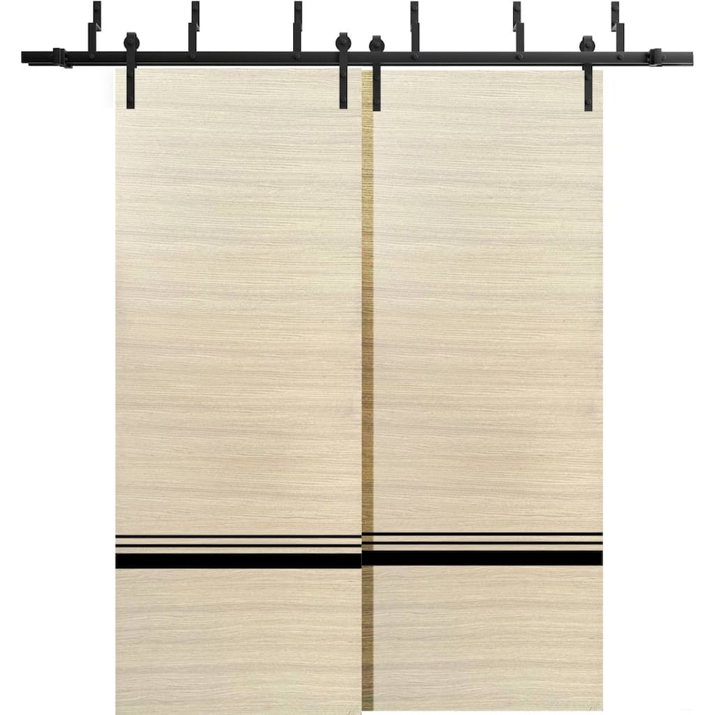 Barn Bypass Doors 36 x 80 Planum 0012 Natural Veneer with Sturdy 6.6ft