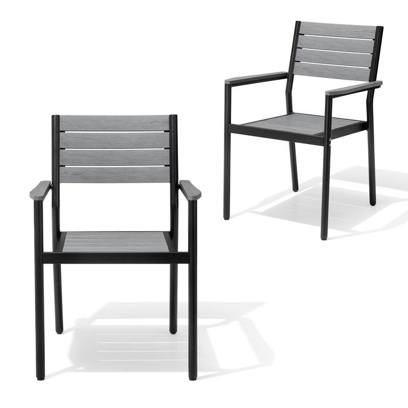 Outdoor Patio Dining Chairs Modern Aluminum Stackable Armchairs - See Picture
