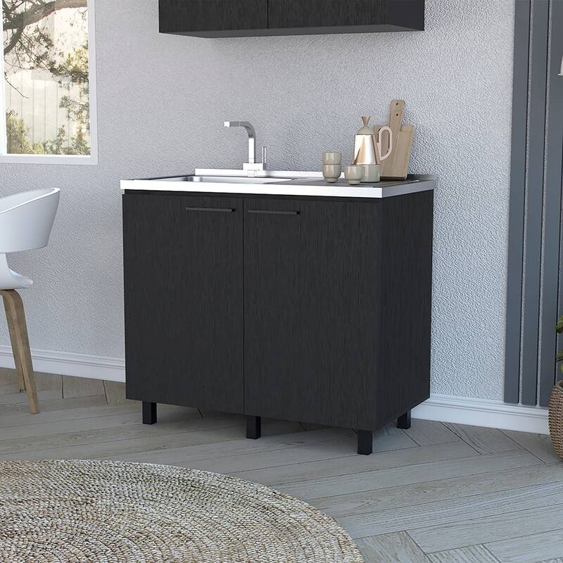 Utility Sink Cabinet with two doors and two shelves for Kitchen