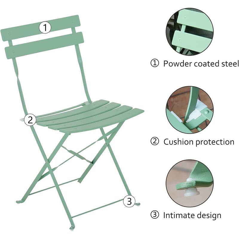 3-Piece Bistro Set Folding Outdoor Furniture Sets with Premium Steel Frame Portable Design for Bistro & Balcony