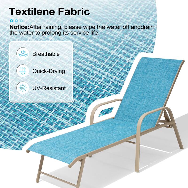 Crestlive Products Outdoor Aluminum Chaise Lounge Chair with Adjustable Backrest
