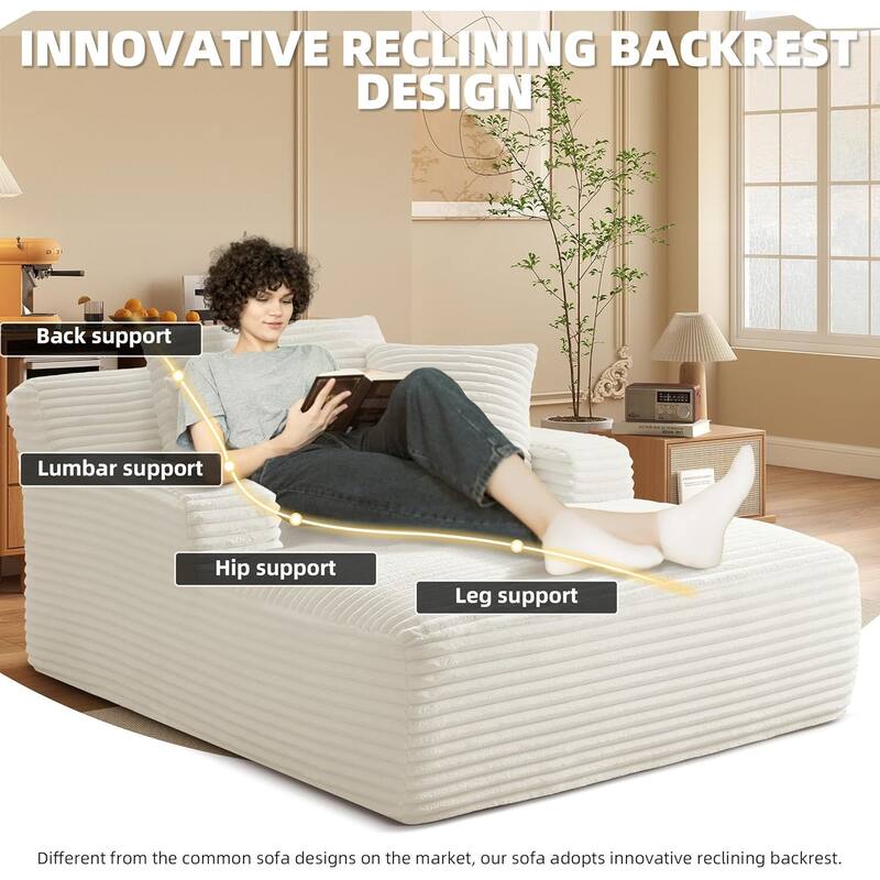 Rossetta Corduroy Upholstered Modern Oversized Chaise Lounge Chair