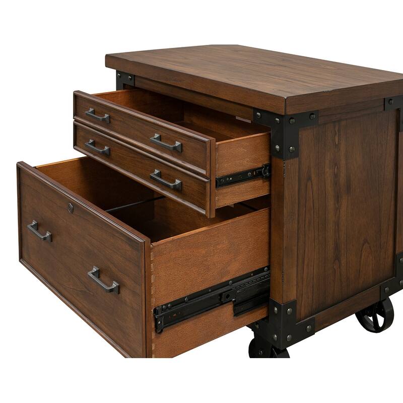 Addison Rustic Lateral File With Legal/Letter File Drawer, Office Storage, Brown