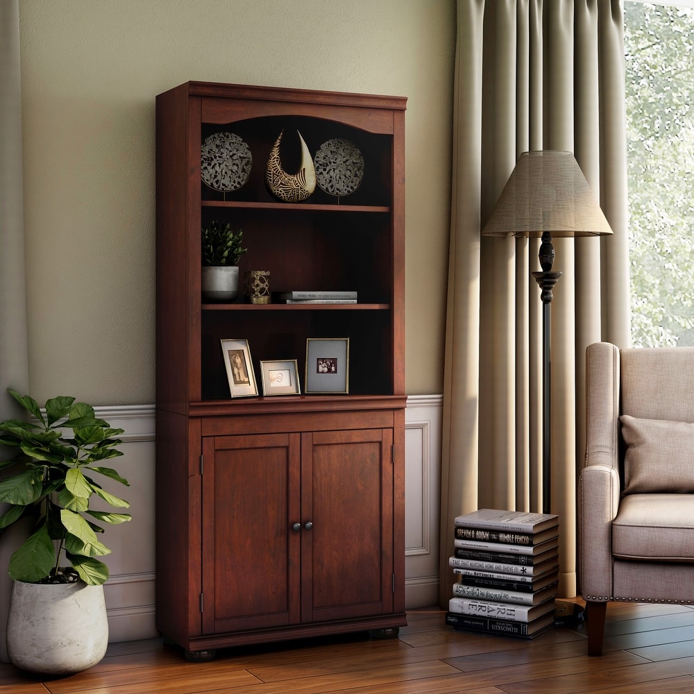 Omni Transitional 3-Shelf Wood Bookcase with Cabinet by Furniture of America