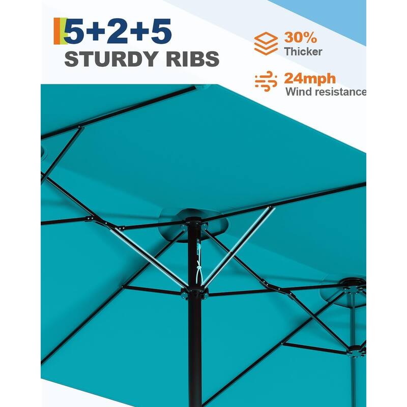Coromose 13ft Large Patio Umbrella, for Pool Deck Garden Backyard - Misty Blue