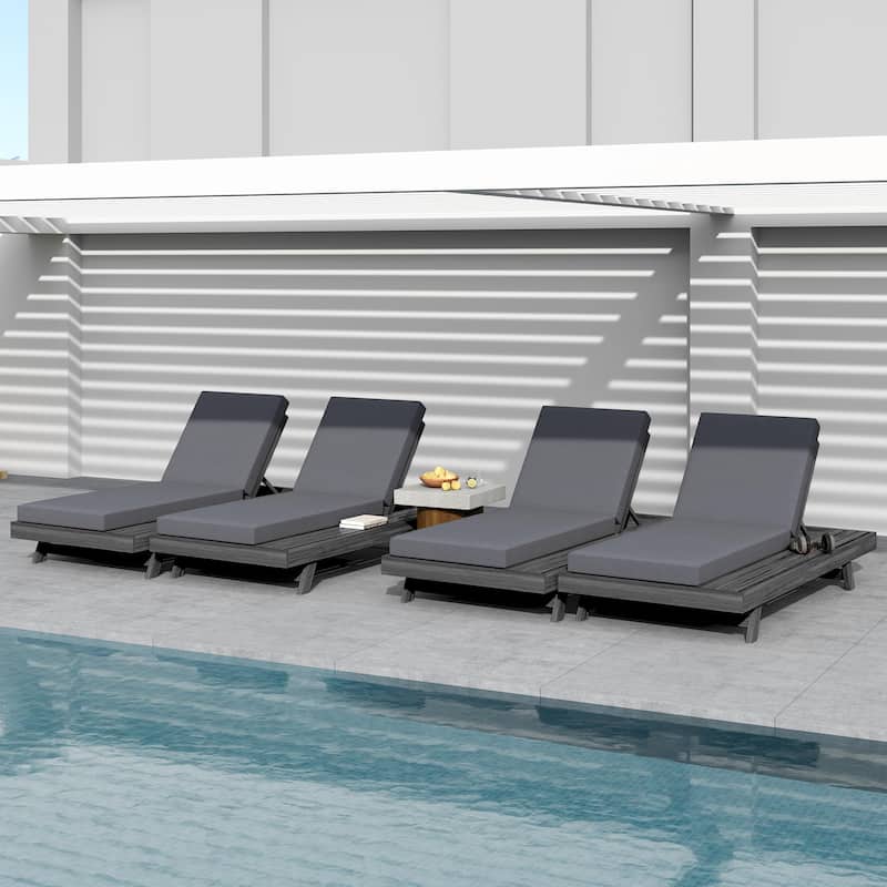 Christopher Knight Home - Arcola Modern Outdoor Acacia Wood 4-Position Adjustable Chaise Lounge with 4" Thick Cushion - 79"L