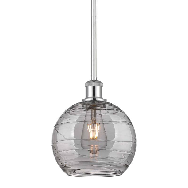 Innovations Lighting 516-1S-10-8 Athens Deco Swirl Pendant Athens Deco - Polished Chrome / Light Smoke Deco Swirl