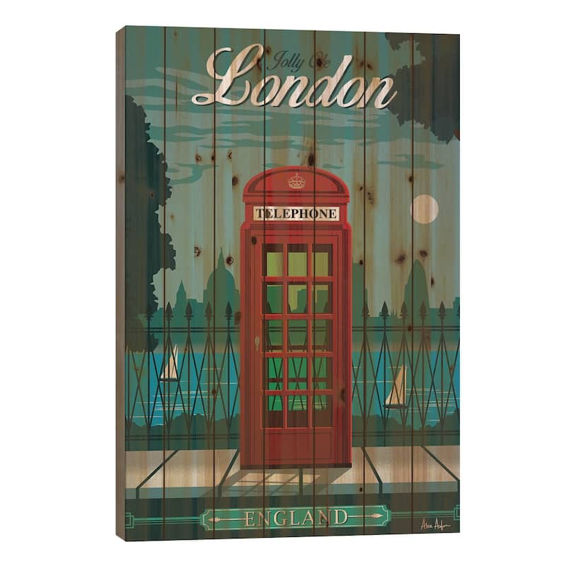 London Print On Wood by IdeaStorm Studios - Multi-Color - 26x18x1.5
