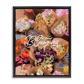 Stupell Blooming Spring Bouquets Framed Floater Canvas Wall Art Design ...