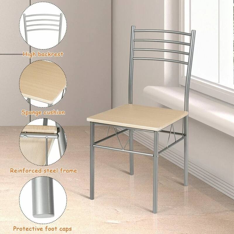 VECELO Sliver Dining Table and Chairs, Dining Sets with 4 Placemats