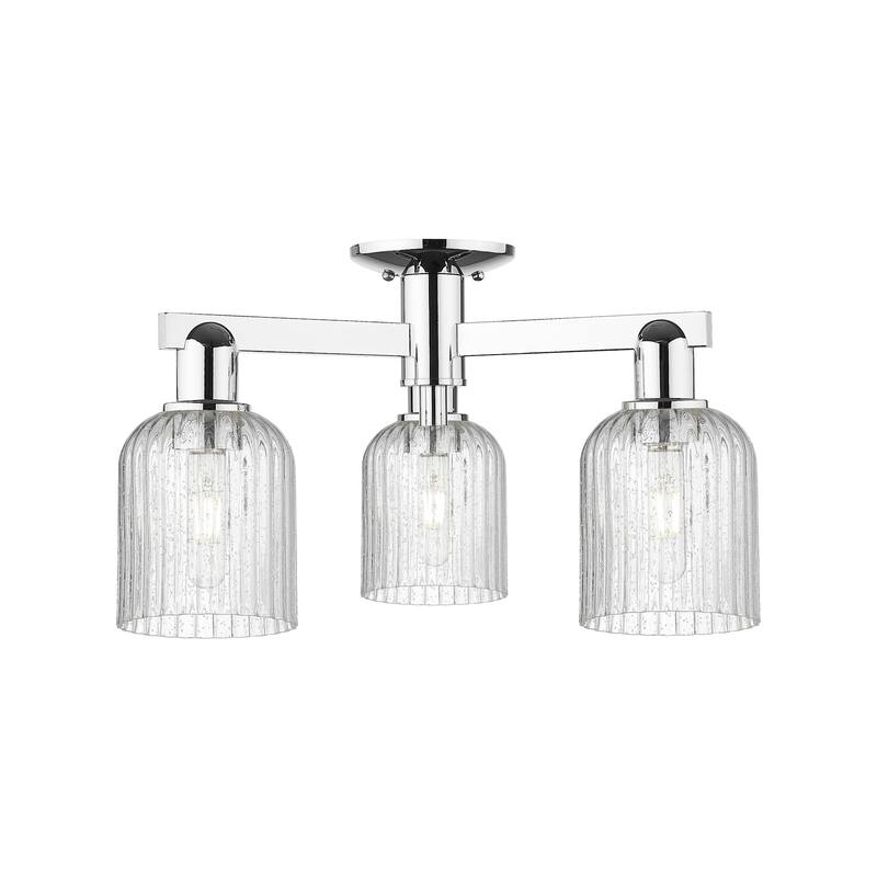 Innovations Lighting 716-3F-11-23 Bridal Veil Semi-Flush Bridal Veil 3 - Polished Chrome / Seedy