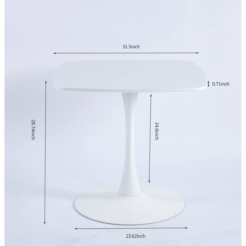 Modern 5-Piece Dining Set with Square Pedestal Table & 4 Footrest Open Back Chairs