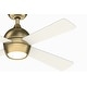 preview thumbnail 3 of 10, Fanimation Kwad 44 inch Indoor Ceiling Fan with LED Light Kit and Remote - Brushed Satin Brass with Matte White Blades