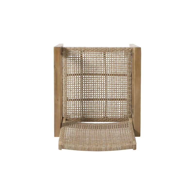 Roomfitters Set of 2 Outdoor Wicker and Acacia Wood Club Chairs with Cushions for Patio Seating, Natural