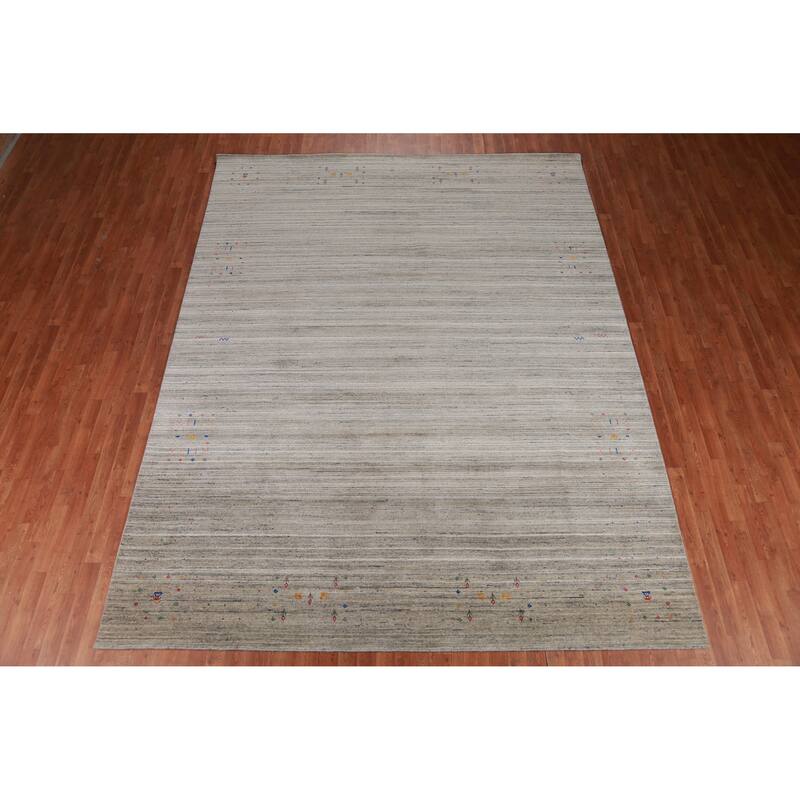 Striped Gabbeh Indian Area Rug Tribal Handmade Wool Carpet - 9'1" x 11'9"