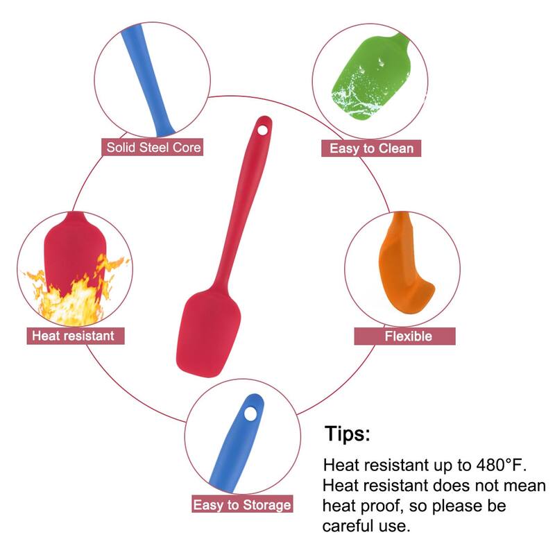 4pcs Silicone Spatula Heat Resistant Flipping Turner Cooking Bulk - 8.5" x 1.9", 4pcs