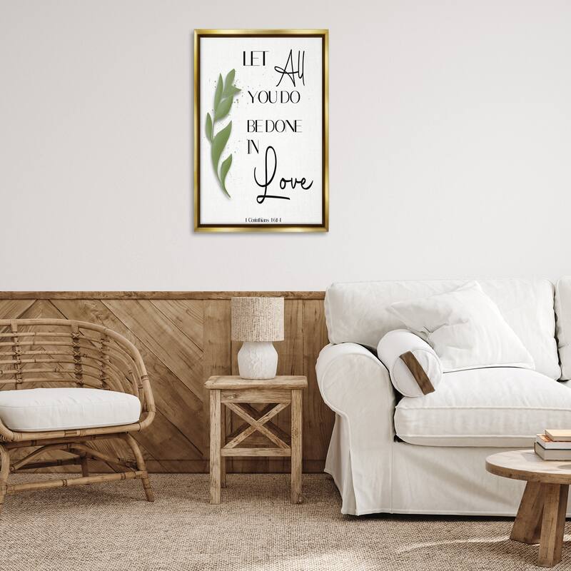 Stupell Done In Love Proverb Framed Floater Canvas Wall Art Design By Amber Clarkson