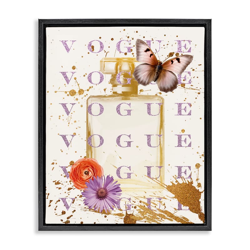 Stupell Butterfly & Floral Perfume Framed Floater Canvas Wall Art Design By Susan Arnot - 25 x 31 - Black