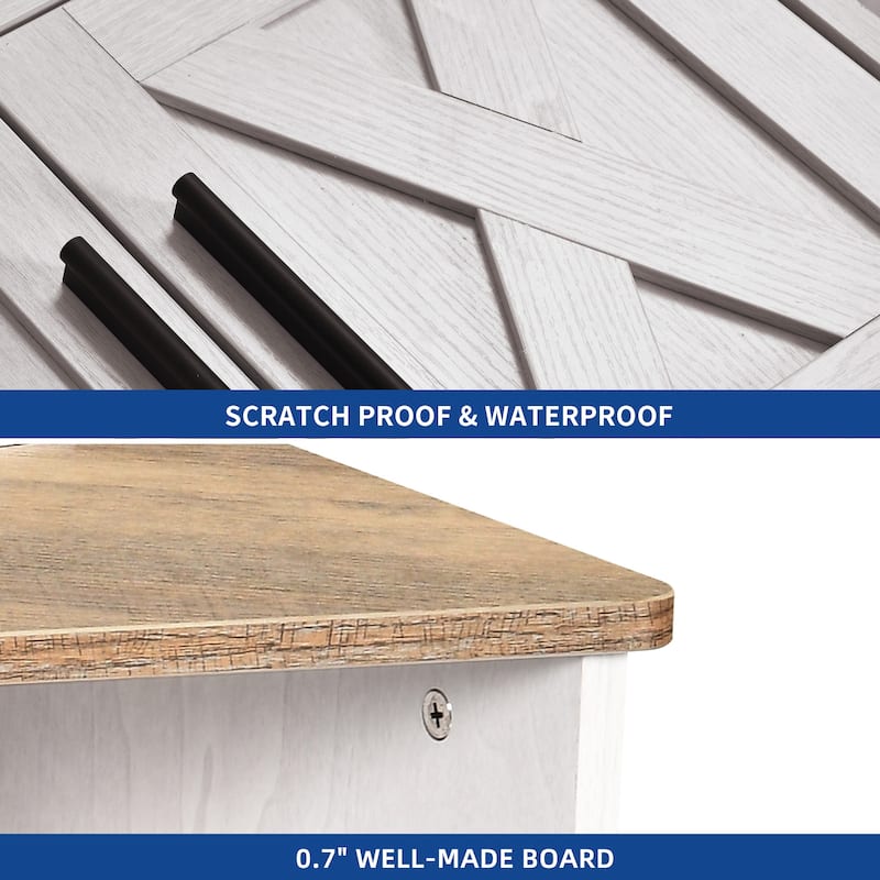 Moasis Farmhouse Corner TV Stand Entertainment Center for TV up to 55-inch w/Power Outlet