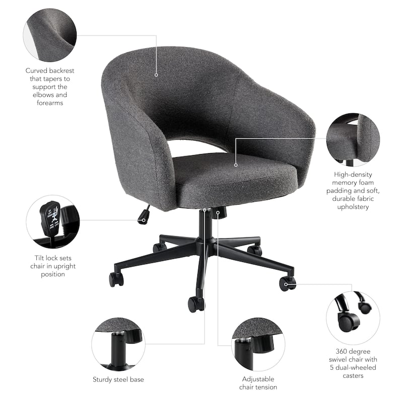 Bush Furniture Fairfax Mid Century Modern Desk Chair for Home Office