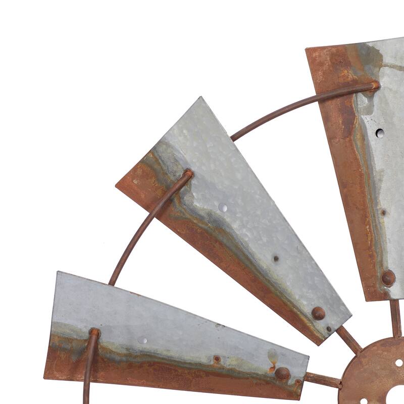Brown Metal Indoor Outdoor Windmill Home Wall Decor