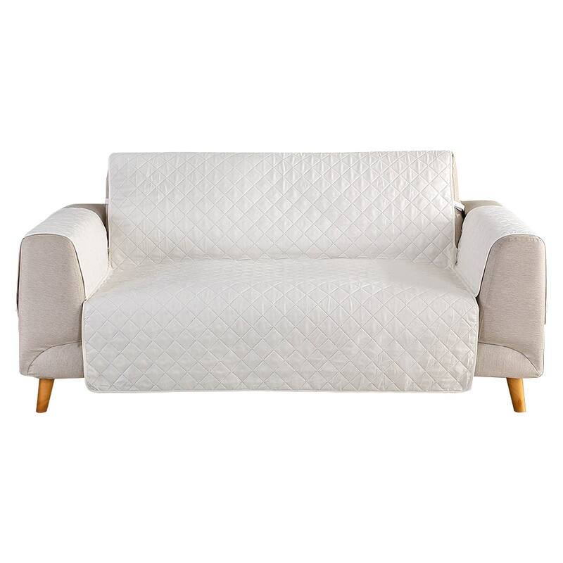 Quilted Microfiber Sofa Slipcover Furniture Protector Mat with Straps