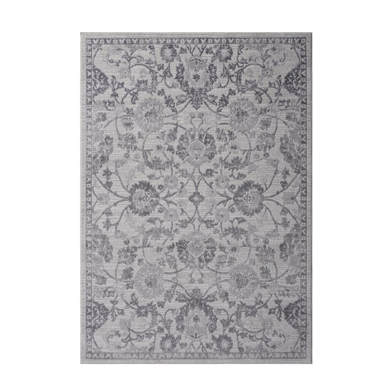 LOOM & LUXE Collection Grey/Silver/Oriental Non-Shedding Area Rug - 93" D x 79" W x 0.35" H