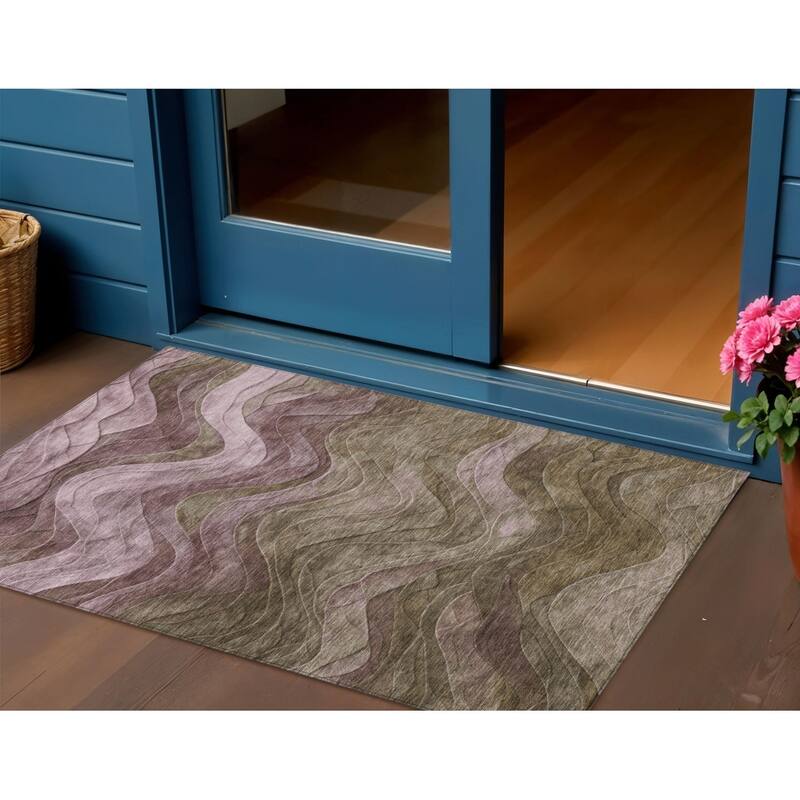 HomeRoots Abstract Transitional Rectangle Outdoor Rug - 3' x 5'