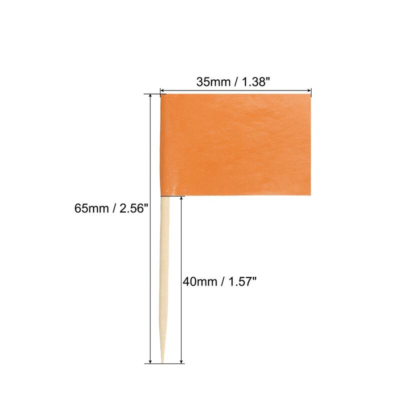 100 Pcs Flag Toothpicks Cheese Markers Colored Cake Toppers - Orange