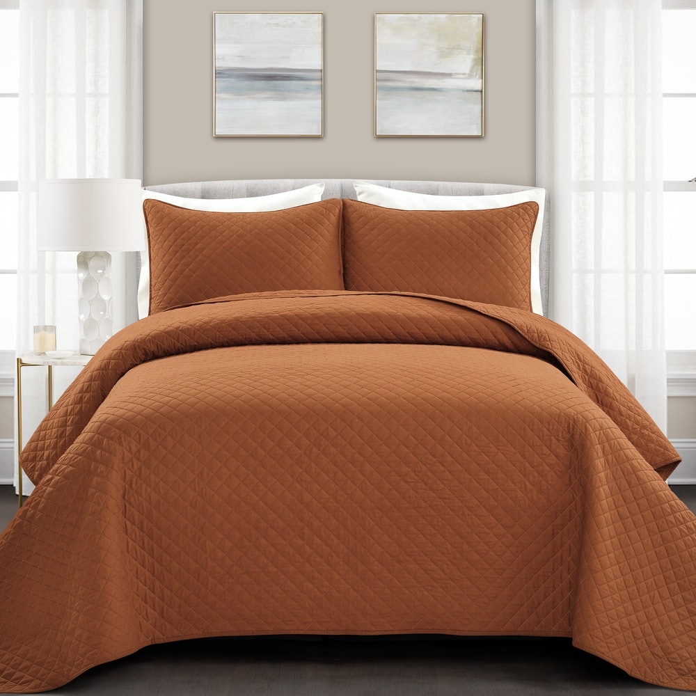Copper Grove Balm Diamond Oversized Cotton 3-piece Quilt Set