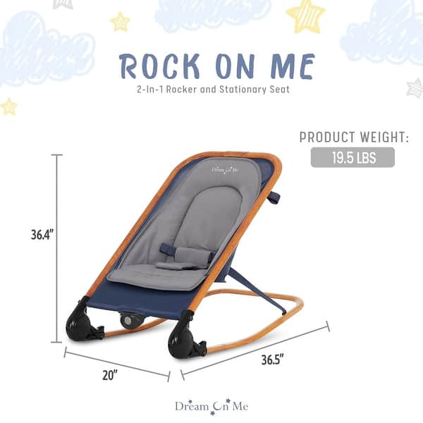 dimension image slide 0 of 3, Dream On Me Rock with Me 2-in-1 Rocker & Stationary Seat