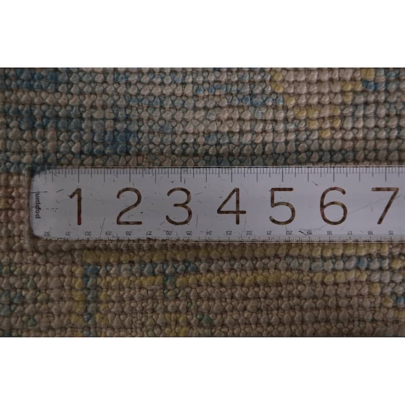Hand Knotted Oriental 100% Wool Carpet Transitional Floral Navy Blue & Blues Oushak Runner Rug - 12' 9'' X 3' 2''