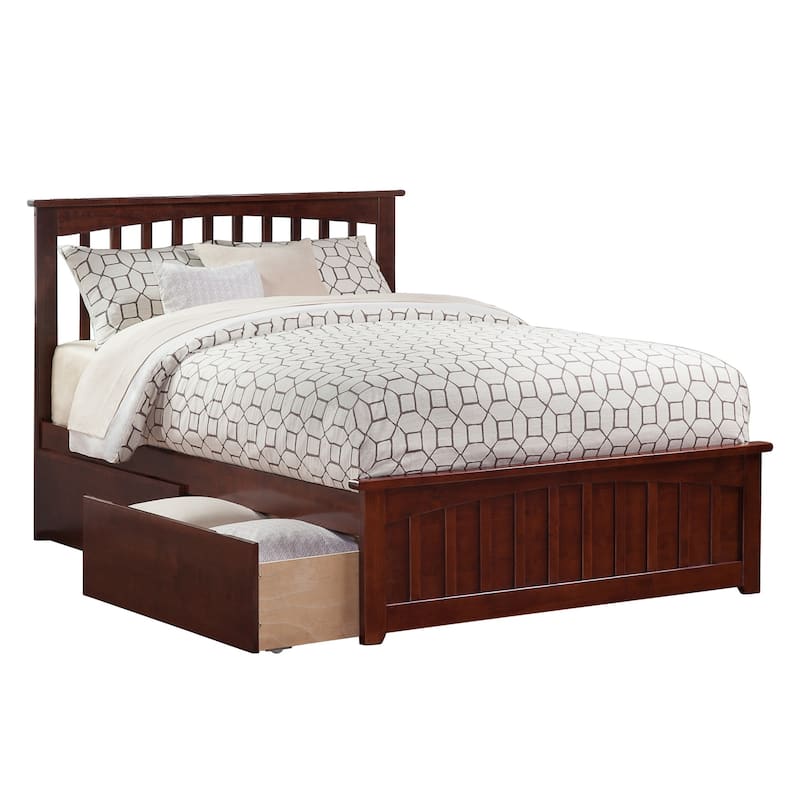 Platform Bed with Footboard & Drawers - Modern Bedroom Storage Bed Frame - Earthy Elegance Design