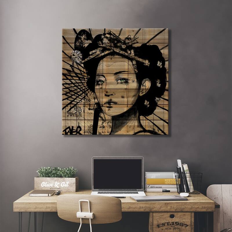 Lotus Print On Wood by Loui Jover - Multi-Color