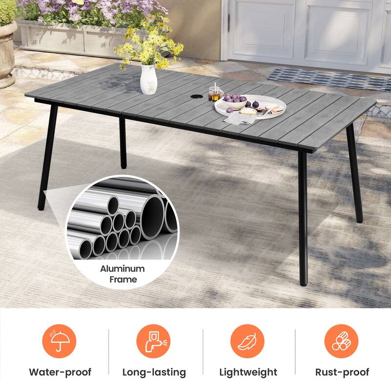 Pellebant Outdoor Aluminum Rectangular Dining Table