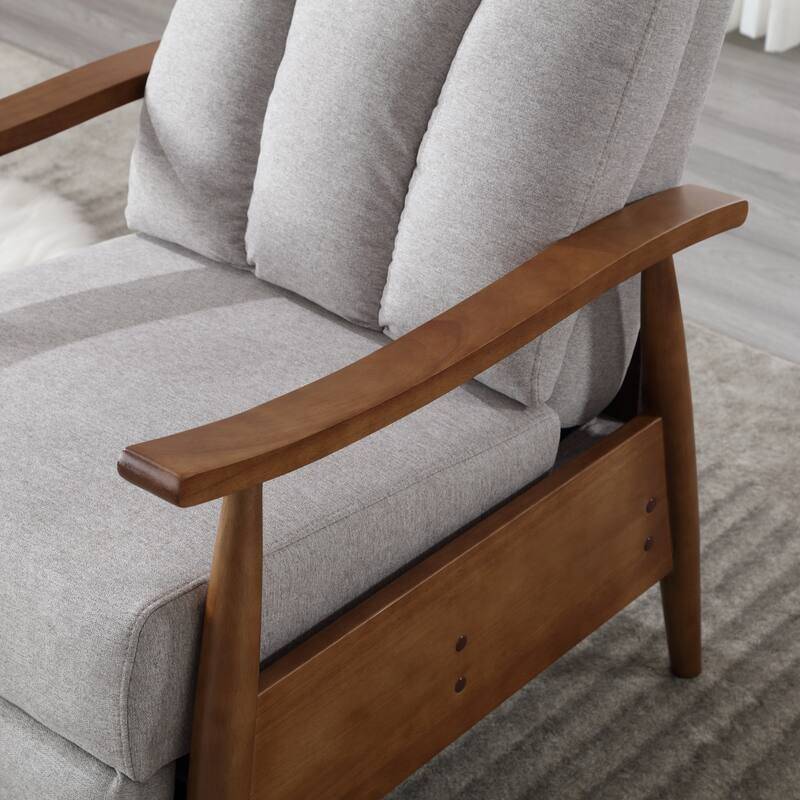 Light Gray Modern 26.38" Upholstered Adjustable Chaise Lounge Chair with Wood Frame for Living Room
