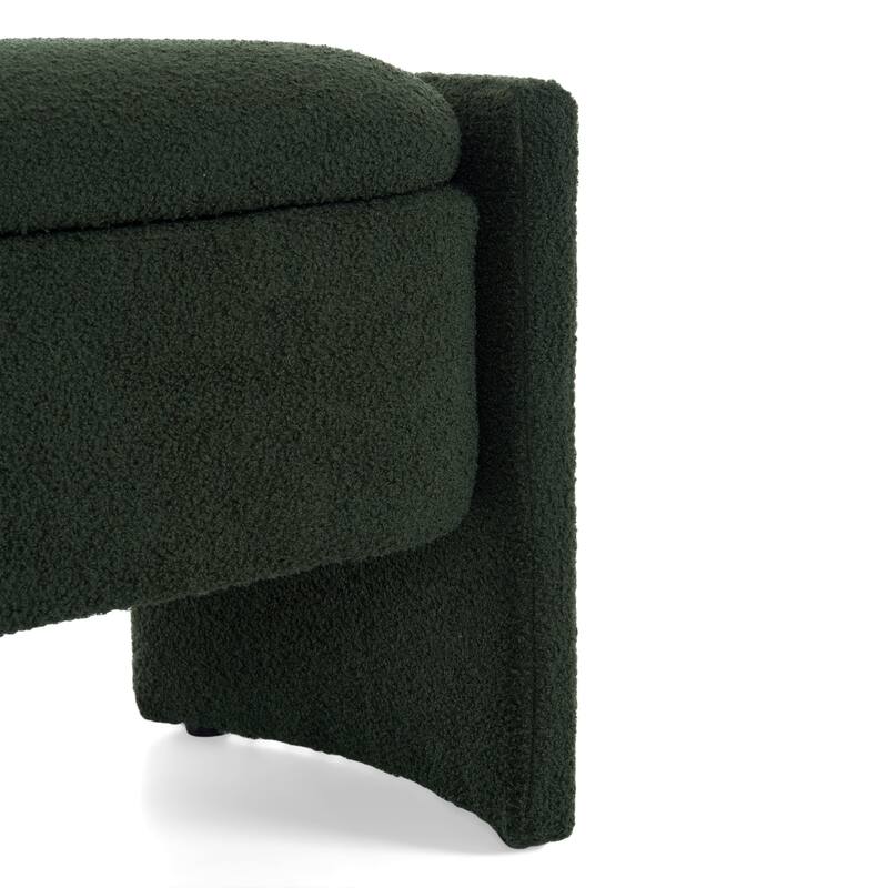 Oval Storage Ottoman Bench, 43.5" Upholstered Entryway Bench with Legs