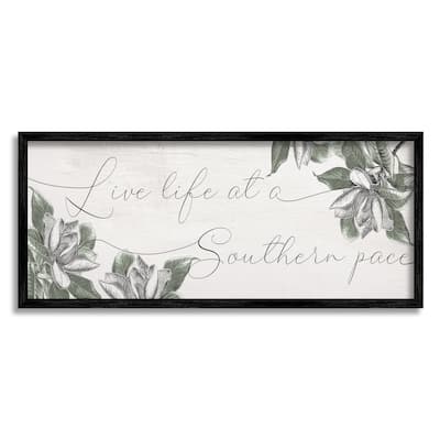 Stupell Live Life at a Southern Pace Vintage Magnolia Florals Framed Wall Art