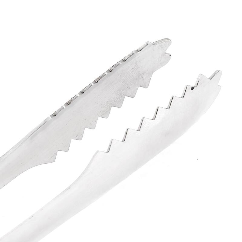Restaurant Bar Cocktail Versatile Mini Stainless Steel Ice Tong Clip Clamp - Silver Tone