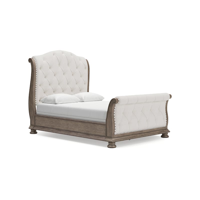 Signature Design by Ashley Ardenfield Brown/Beige Queen Upholstered Sleigh Bed