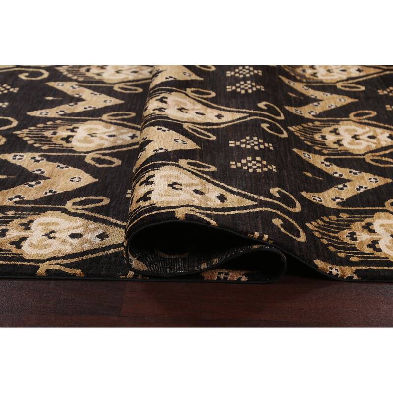 Geometric Oriental Gabbeh Kashkoli Area Rug Hand-knotted Wool Carpet - 7'10" x 11'3"