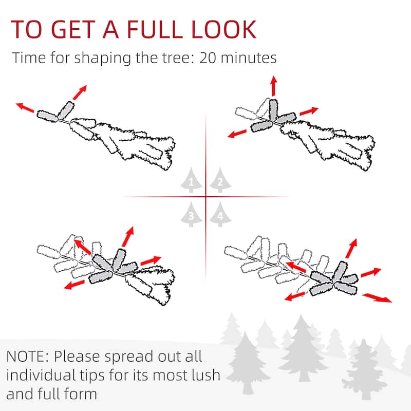 HOMCOM Flocked Artificial Christmas Tree - Foldable Metal Stand, Easy Assembly, Green