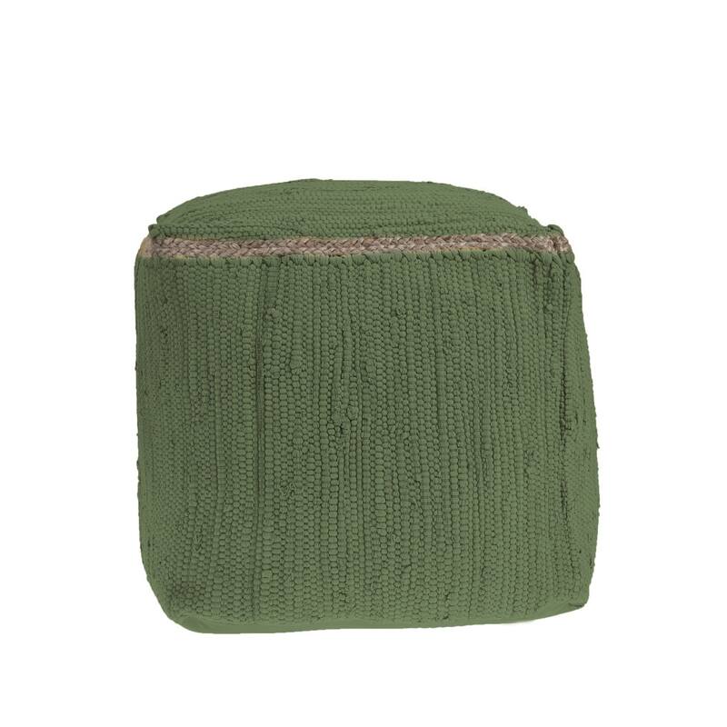 HomeRoots 18" Dark Gray And Natural Cotton And Jute Cube Pouf Ottoman