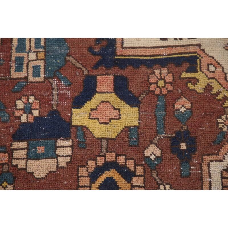 Distressed Bakhtiari Persian Antique Area Rug Hand-Knotted Wool Carpet - 6'8"x 10'0"