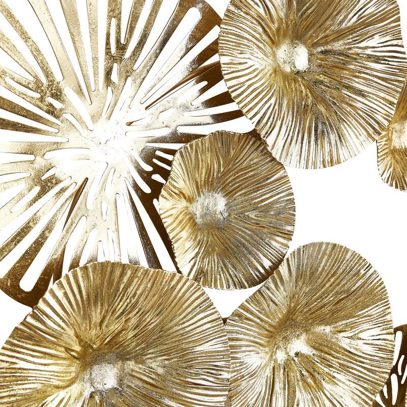 Metal Floral Textured Overlapping Disk Home Wall Decor with Cutouts - Gold - Roche River Decor