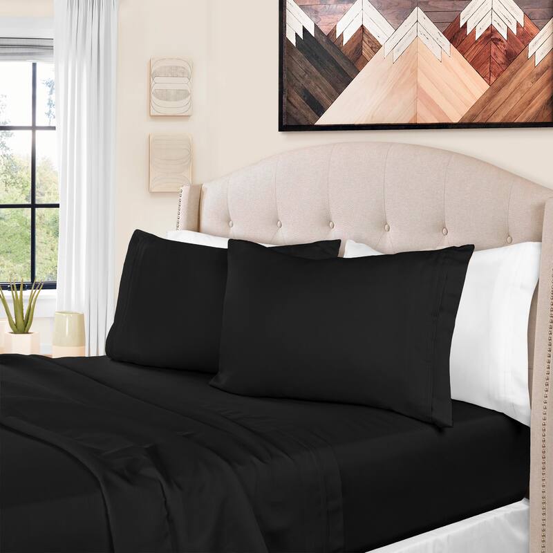 Superior Egyptian Cotton 1500 Thread Count Bed Sheet Set - Full - Black