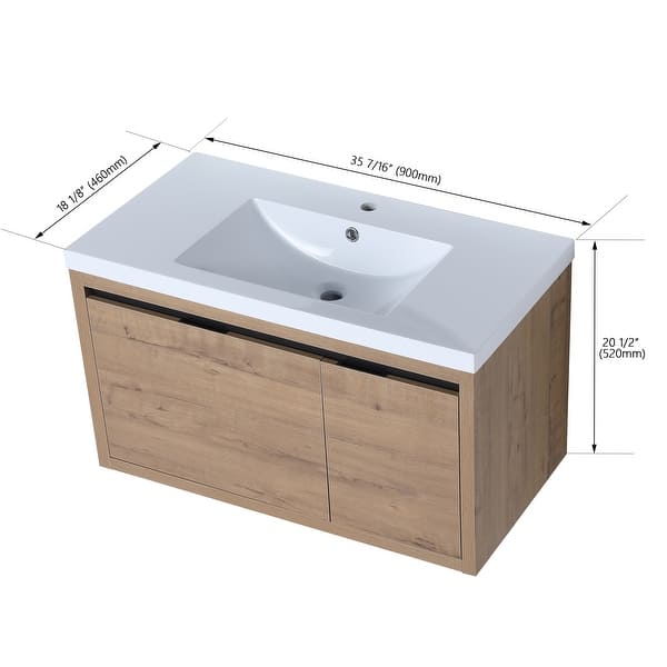 dimension image slide 0 of 13, Beingnext 24"/30"/48" Bathroom Vanity with Sink, Floating Bathroom Vanity With Soft Close Door